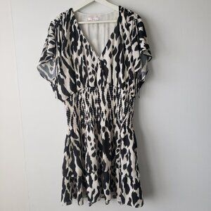 Parker‎ Flutter Sleeve Smocked Waist Dress Size XL